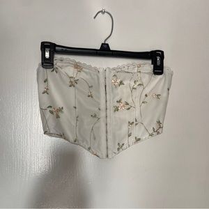 strapless floral embroidery corset top